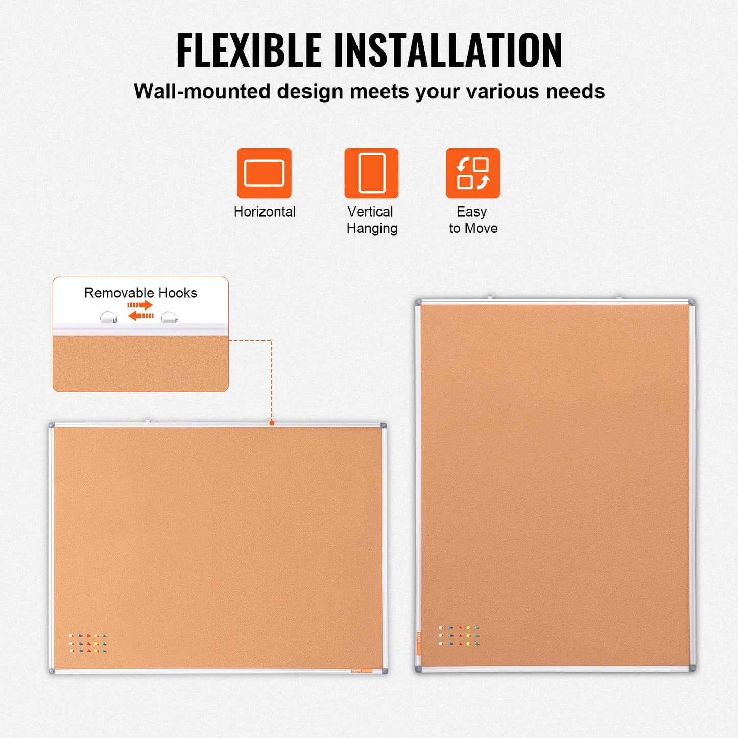 48"x36" Large Cork Board - Wall-Mounted Bulletin Board with Pin Board - Perfect for School, Home, Office V952-RMB48X36WLBKMTG00V0