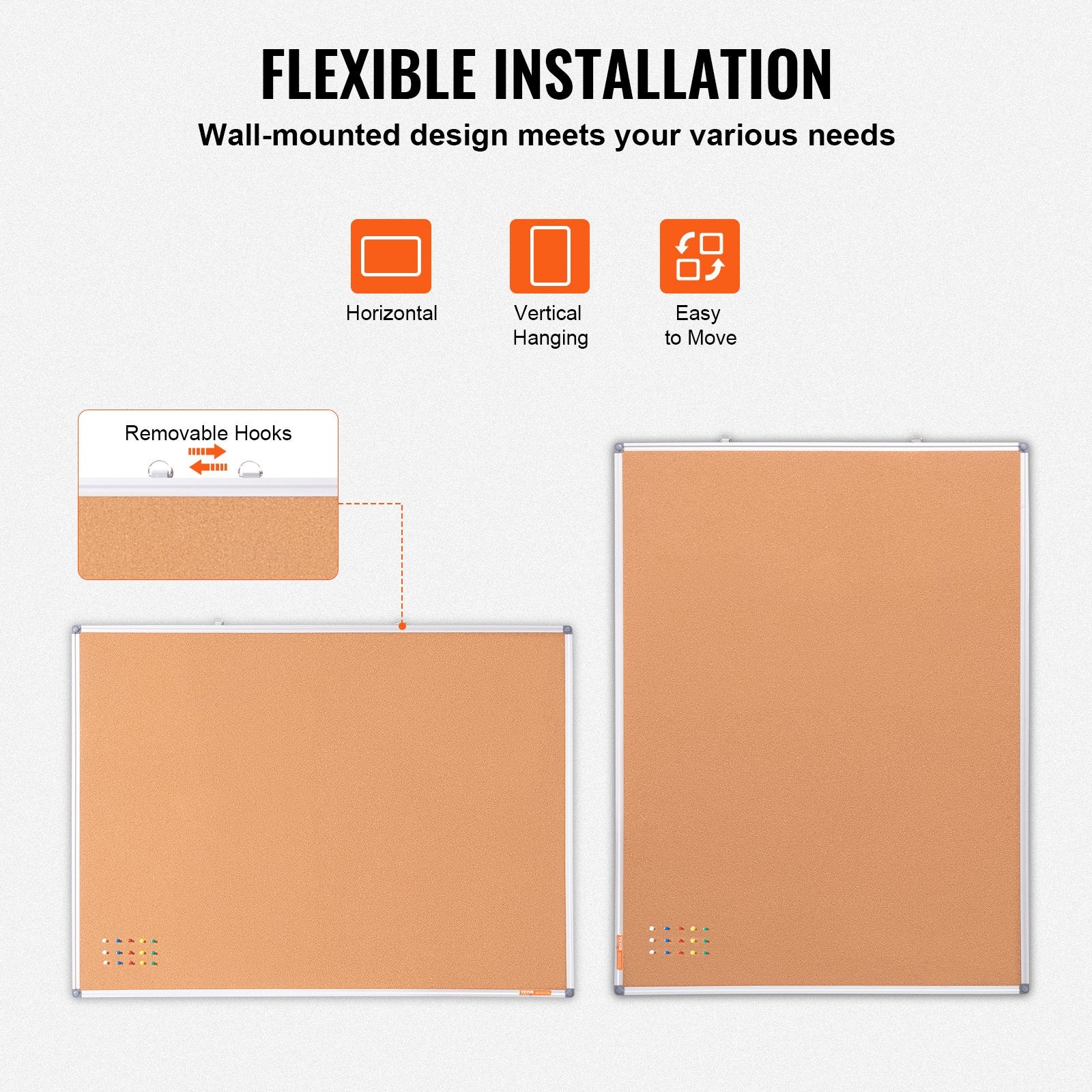 48"x36" Large Cork Board - Wall-Mounted Bulletin Board with Pin Board - Perfect for School, Home, Office V952-RMB48X36WLBKMTG00V0
