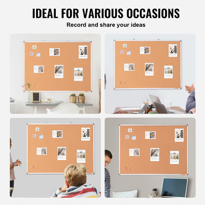 48"x36" Large Cork Board - Wall-Mounted Bulletin Board with Pin Board - Perfect for School, Home, Office V952-RMB48X36WLBKMTG00V0