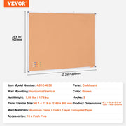 48"x36" Large Cork Board - Wall-Mounted Bulletin Board with Pin Board - Perfect for School, Home, Office V952-RMB48X36WLBKMTG00V0