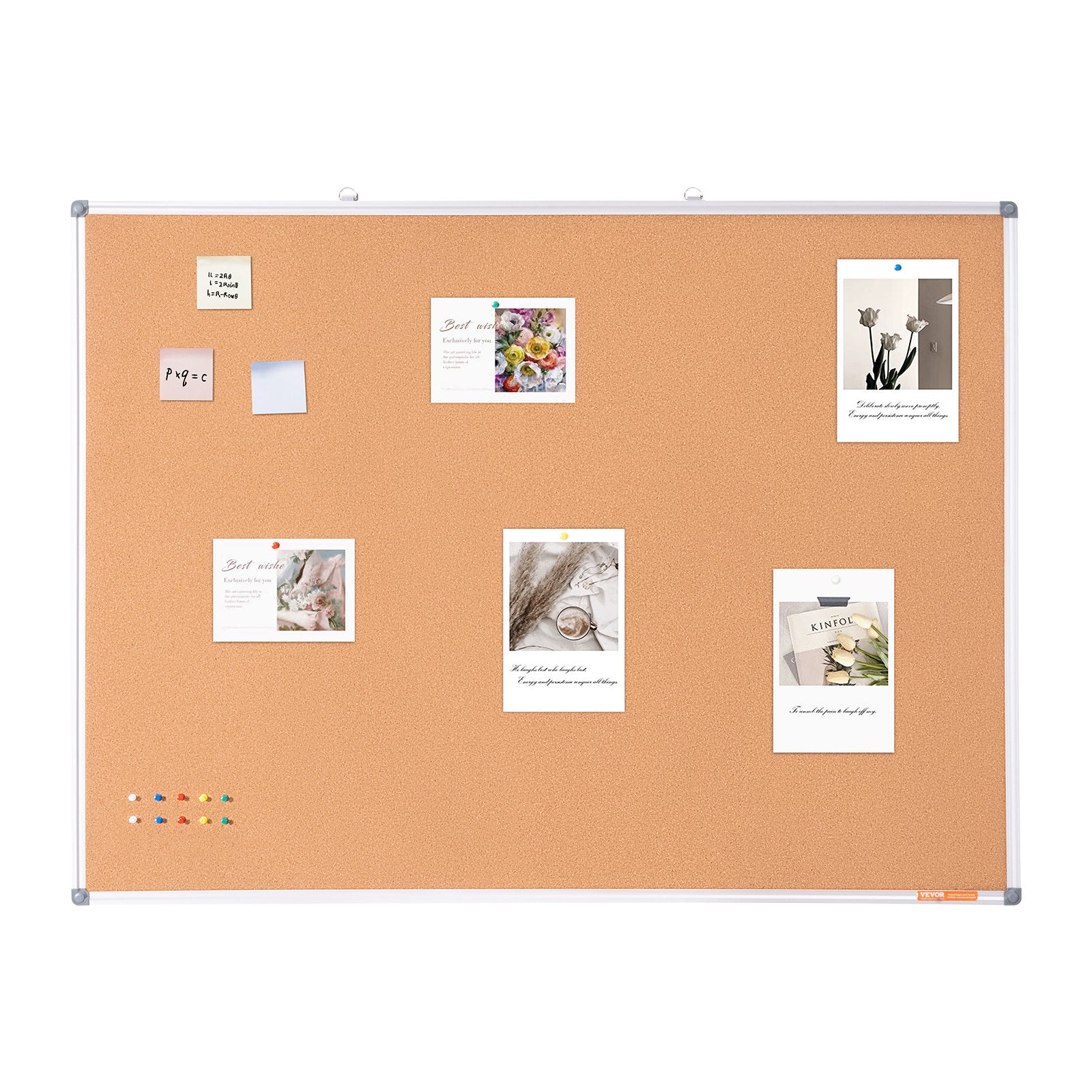 48"x36" Large Cork Board - Wall-Mounted Bulletin Board with Pin Board - Perfect for School, Home, Office V952-RMB48X36WLBKMTG00V0