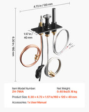 Gas Pilot Assembly, OE 69L17, 69L1701, 904405, J4117, 108084-02 Fireplace Gas Pilot Assembly Kit, Natural Gas V952-RQBLDHZJSDZJ4JZEF001V7
