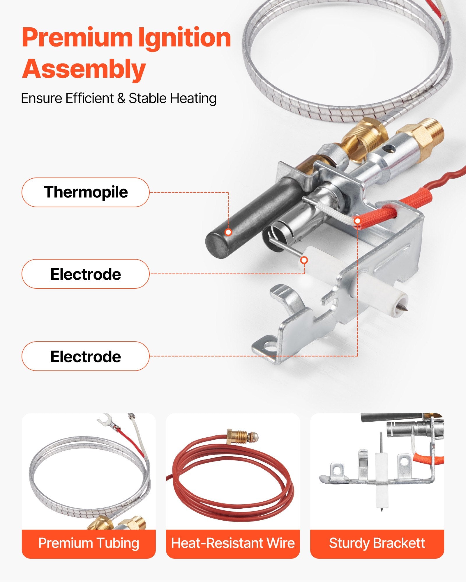 Gas Pilot Assembly, OE 14D0477, LPG8404, SRV14D0477 Fireplace Gas Pilot Assembly Kit, LPG Ignition V952-RQBLDHZJSDZJ5P6BV001V7