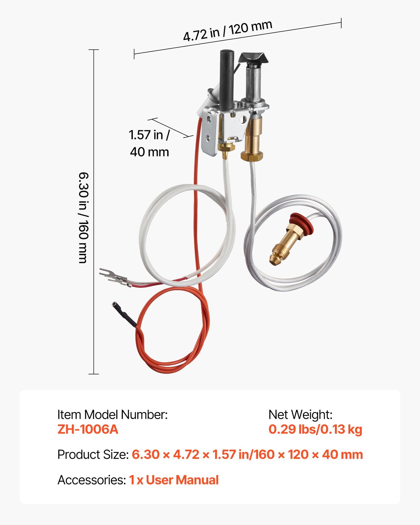 Gas Pilot Assembly, OE 446-512A, HSRV 446-512A, SRV 446-512A Fireplace Gas Pilot Assembly Kit, Natural Gas V952-RQBLDHZJSDZJA2QGU001V7
