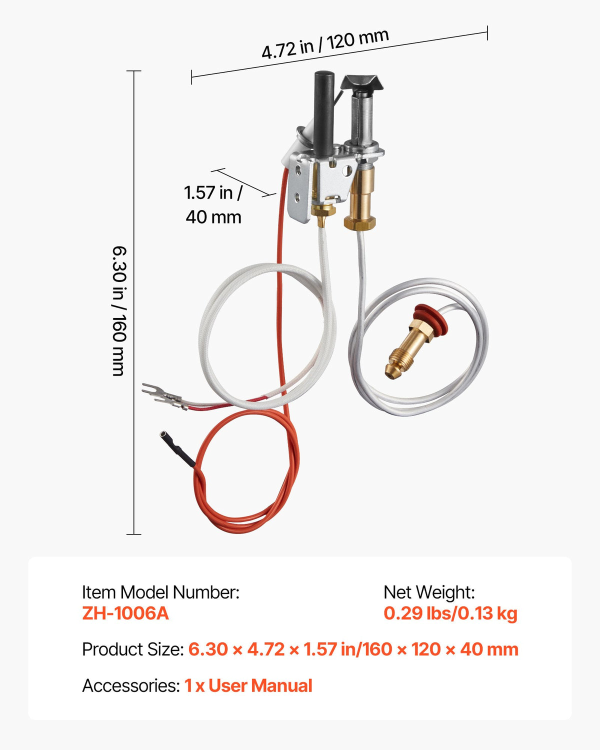 Gas Pilot Assembly, OE 446-512A, HSRV 446-512A, SRV 446-512A Fireplace Gas Pilot Assembly Kit, Natural Gas V952-RQBLDHZJSDZJA2QGU001V7