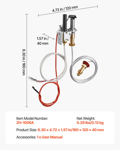 Gas Pilot Assembly, OE 446-512A, HSRV 446-512A, SRV 446-512A Fireplace Gas Pilot Assembly Kit, Natural Gas V952-RQBLDHZJSDZJA2QGU001V7