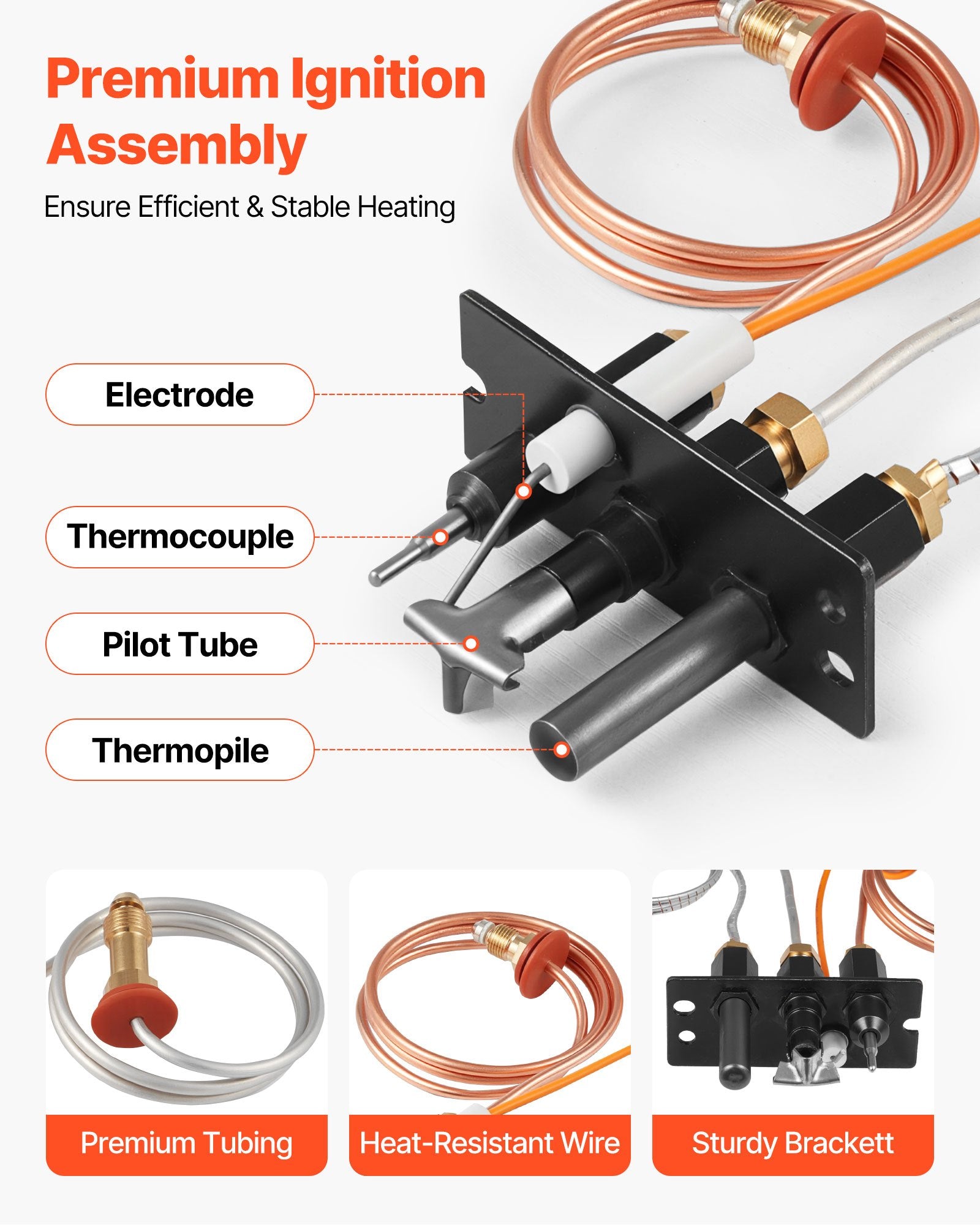 Gas Pilot Assembly, OE 485-510A,4021-736,2103-010 Fireplace Gas Pilot Assembly Kit, Natural Gas Ignition V952-RQBLDHZJSDZJD36A9001V7