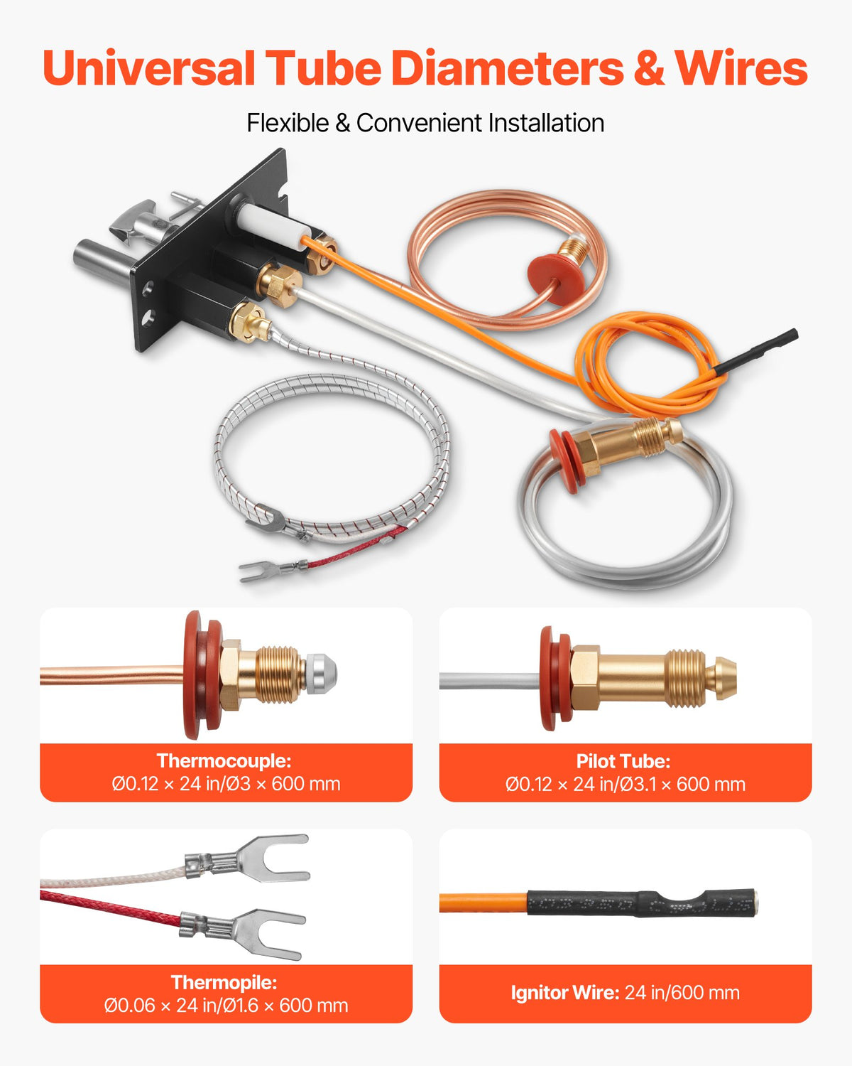 Gas Pilot Assembly, OE 485-510A,4021-736,2103-010 Fireplace Gas Pilot Assembly Kit, Natural Gas Ignition V952-RQBLDHZJSDZJD36A9001V7