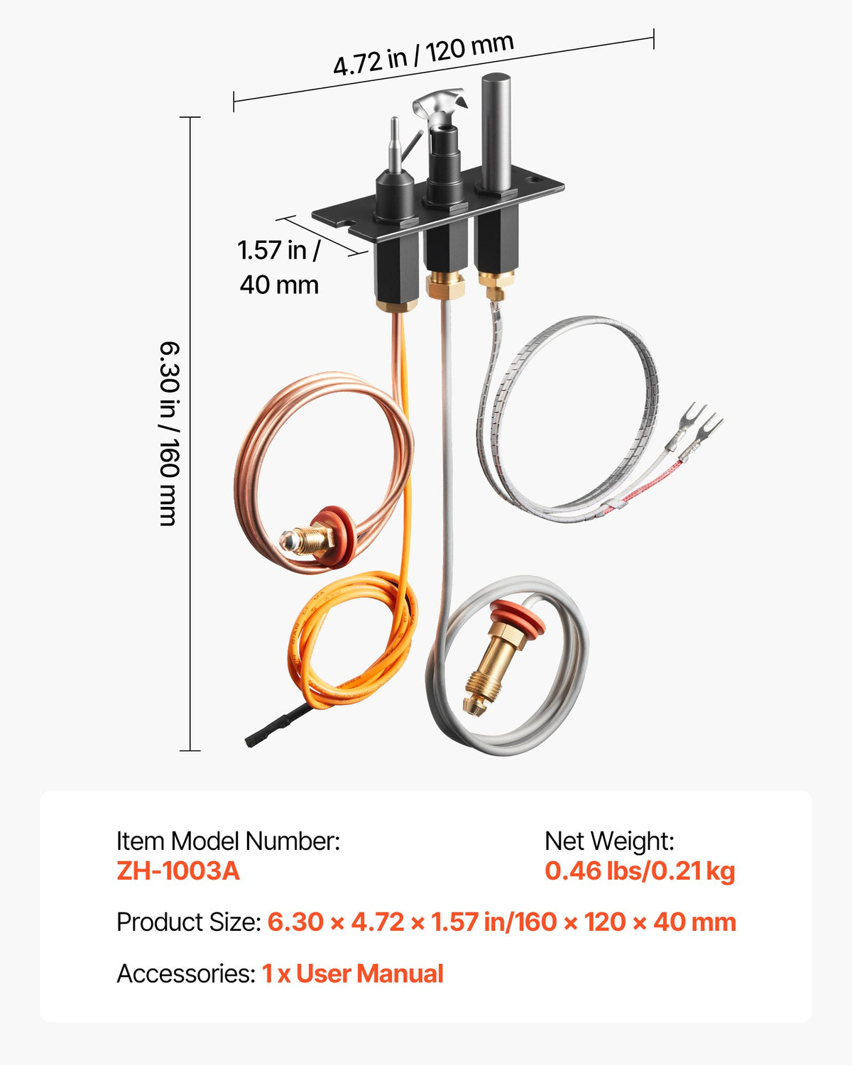 Gas Pilot Assembly, OE 485-510A,4021-736,2103-010 Fireplace Gas Pilot Assembly Kit, Natural Gas Ignition V952-RQBLDHZJSDZJD36A9001V7