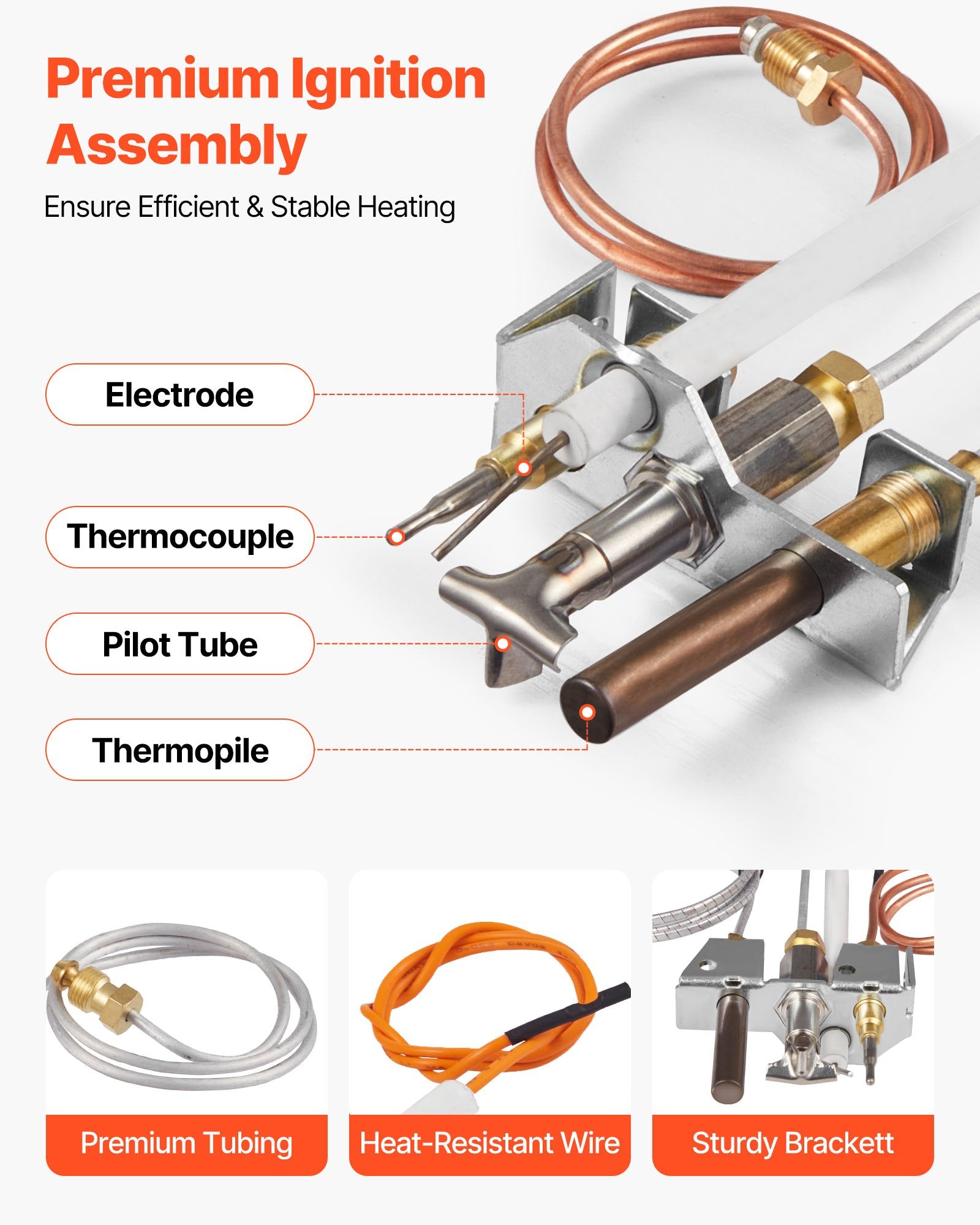Gas Pilot Assembly, OE 4021-732, 25660 Fireplace Gas Pilot Assembly, Natural Gas Ignition Replacement with V952-RQBLDHZJSDZJDWLH6001V7