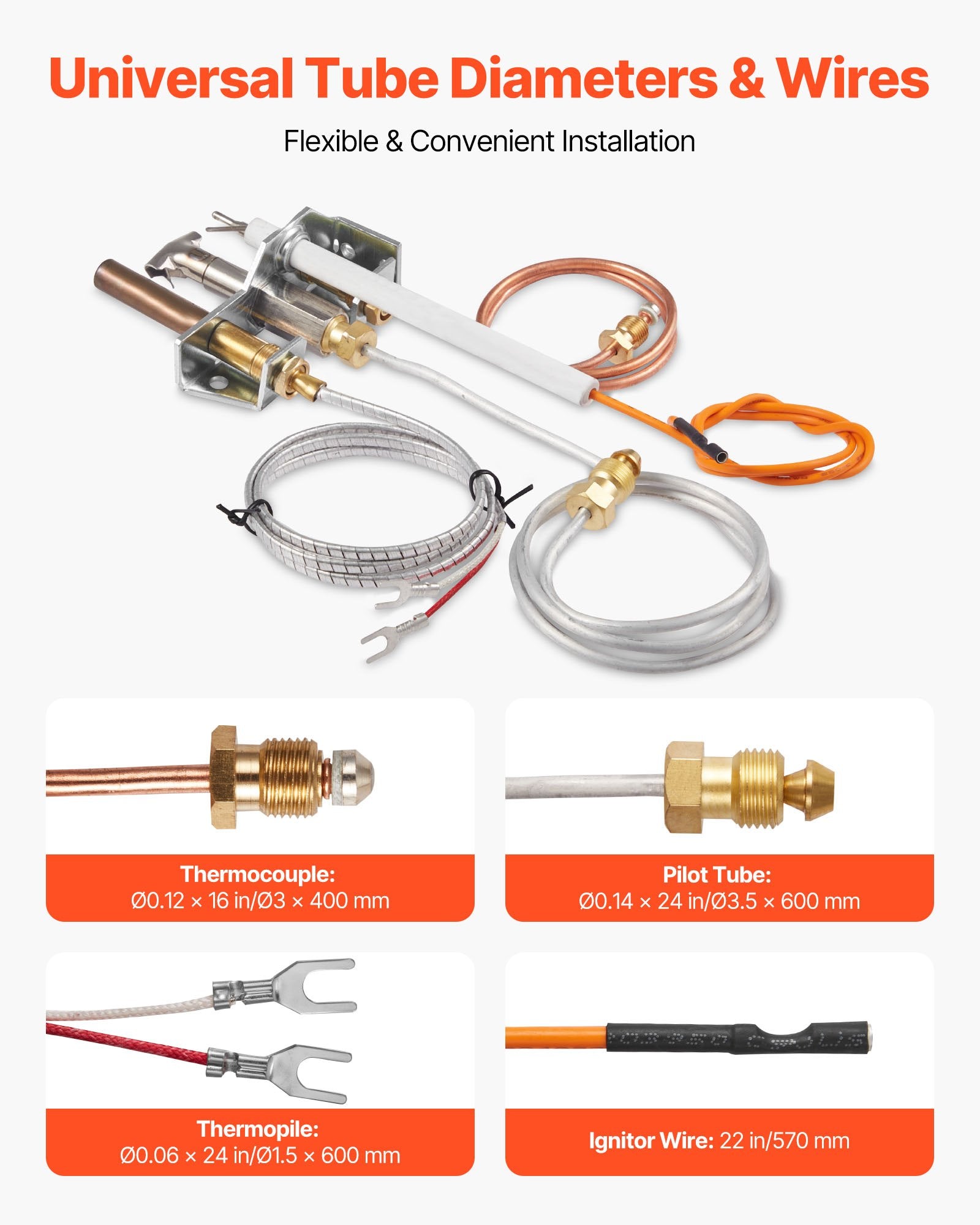 Gas Pilot Assembly, OE 4021-732, 25660 Fireplace Gas Pilot Assembly, Natural Gas Ignition Replacement with V952-RQBLDHZJSDZJDWLH6001V7