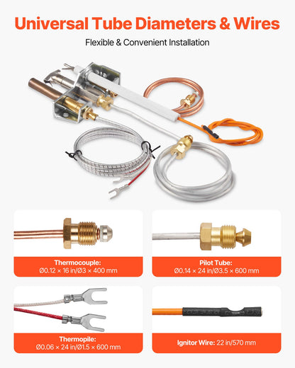 Gas Pilot Assembly, OE 4021-732, 25660 Fireplace Gas Pilot Assembly, Natural Gas Ignition Replacement with V952-RQBLDHZJSDZJDWLH6001V7