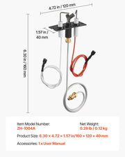 Gas Pilot Assembly, OE 2090-012, 2198-012, SRV2090-012 Fireplace Gas Pilot Assembly, Natural Gas Ignition V952-RQBLDHZJSDZJVNHQ0001V7