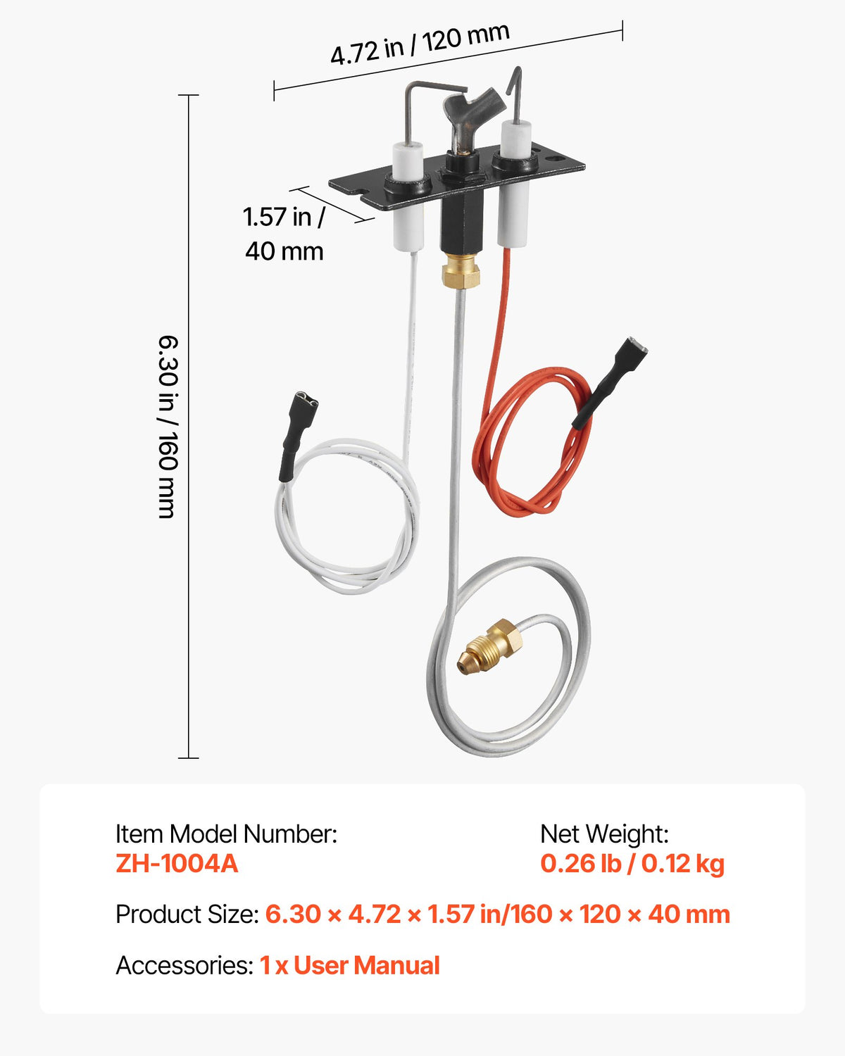 Gas Pilot Assembly, OE 2090-012, 2198-012, SRV2090-012 Fireplace Gas Pilot Assembly, Natural Gas Ignition V952-RQBLDHZJSDZJVNHQ0001V7