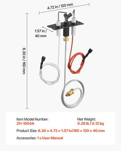 Gas Pilot Assembly, OE 2090-012, 2198-012, SRV2090-012 Fireplace Gas Pilot Assembly, Natural Gas Ignition V952-RQBLDHZJSDZJVNHQ0001V7