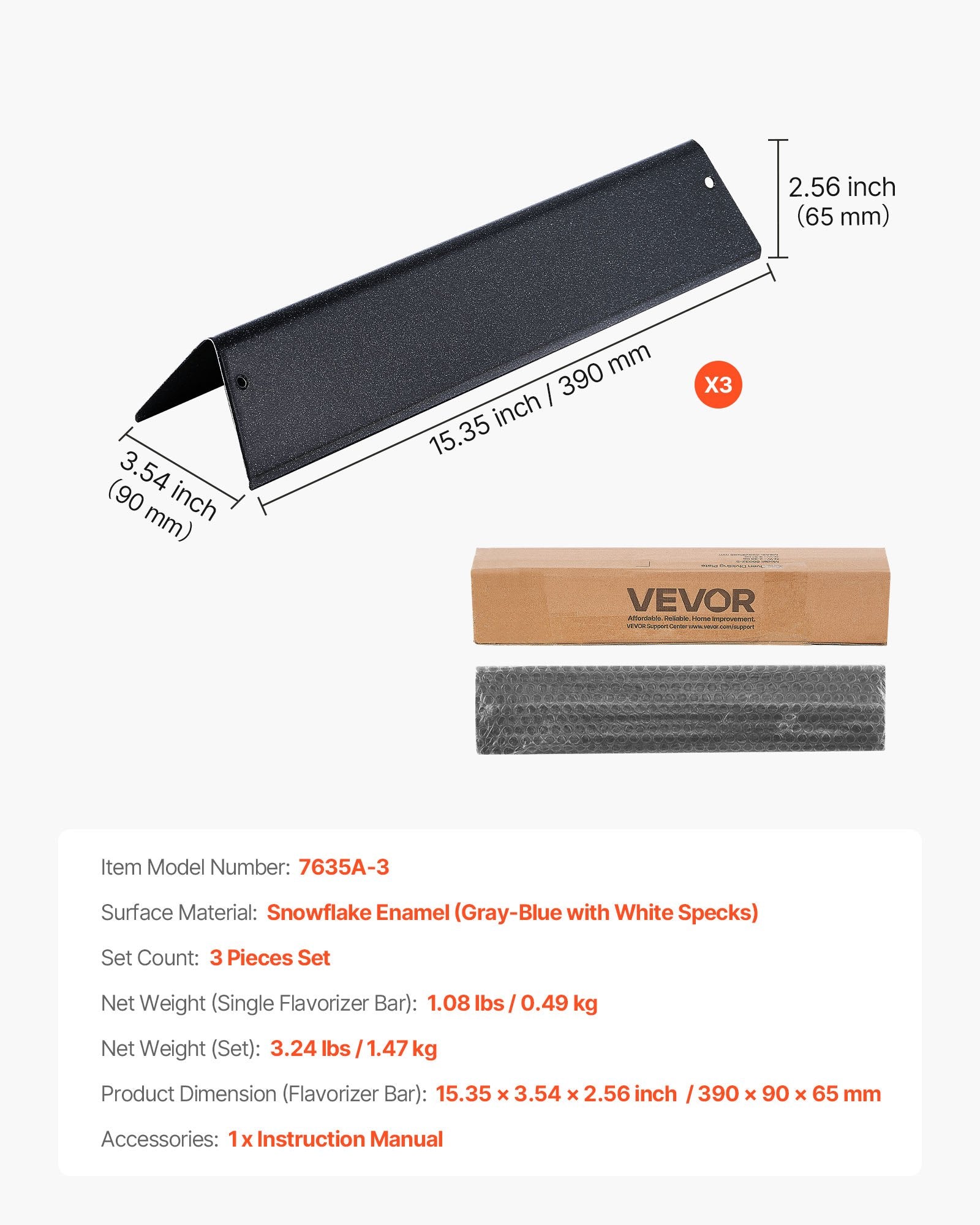 Flavorizer Bars, 39cm Grill Replacement Part, for Weber Spirit I & II 200 Series Grills, Including Spirit ll V952-RQKLFHBXHTCG20PE7001V0