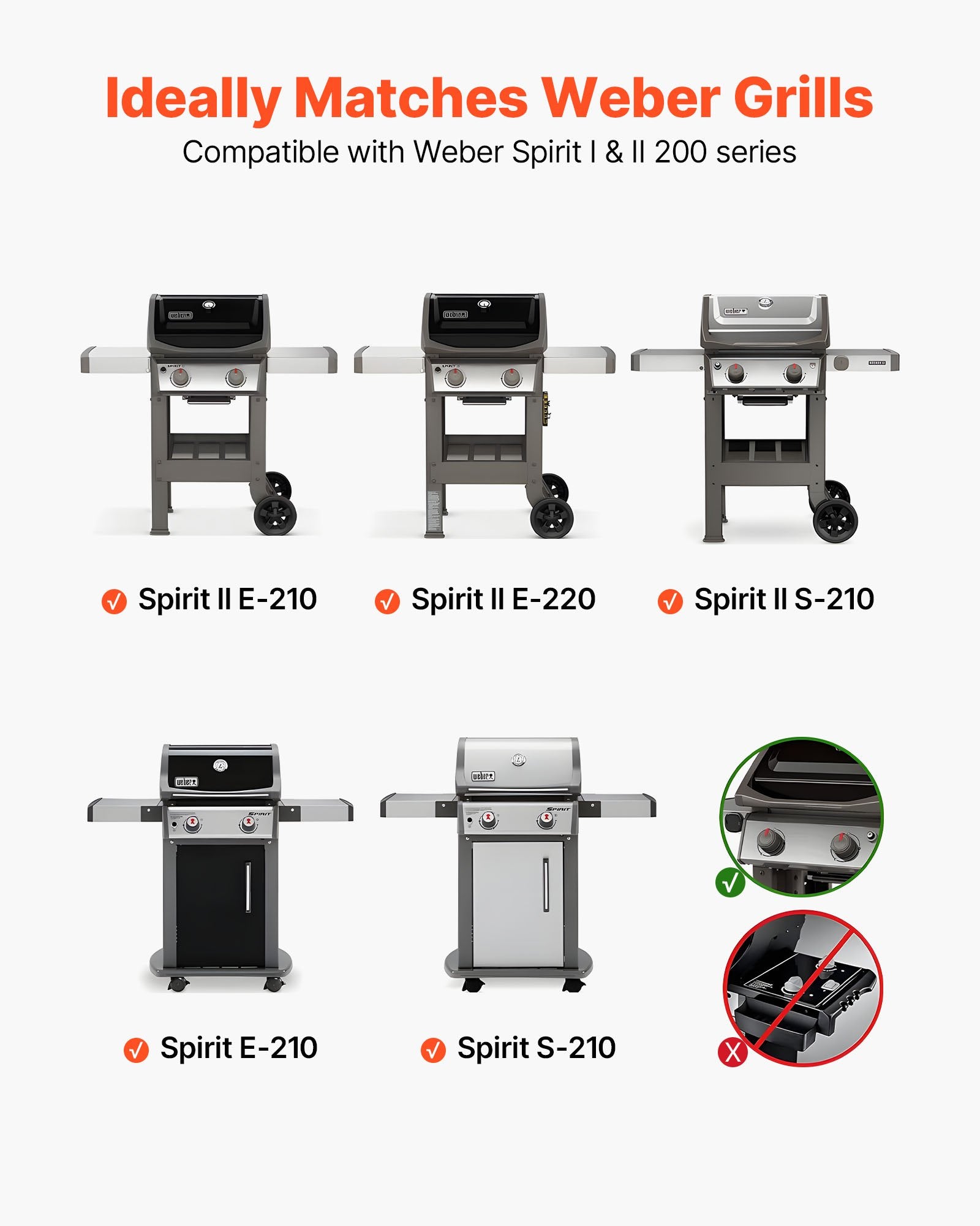 Flavorizer Bars, 39cm Grill Replacement Part, for Weber Spirit I & II 200 Series Grills, Including Spirit ll V952-RQKLFHBXHTCG20PE7001V0