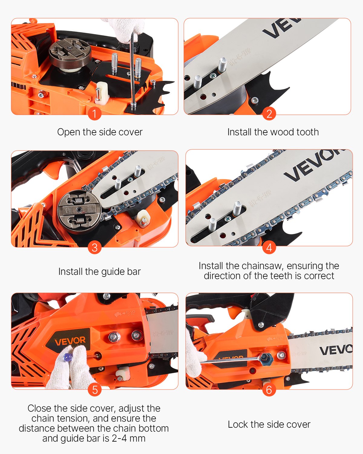 25 cc Gas Chainsaw, 305 mm Gas Powered Chainsaw, 0.75 kW Power Chain Saw with Non-Slip Handle, Gas-Powered V952-RQLJ12INCHECGYJ4G001V0