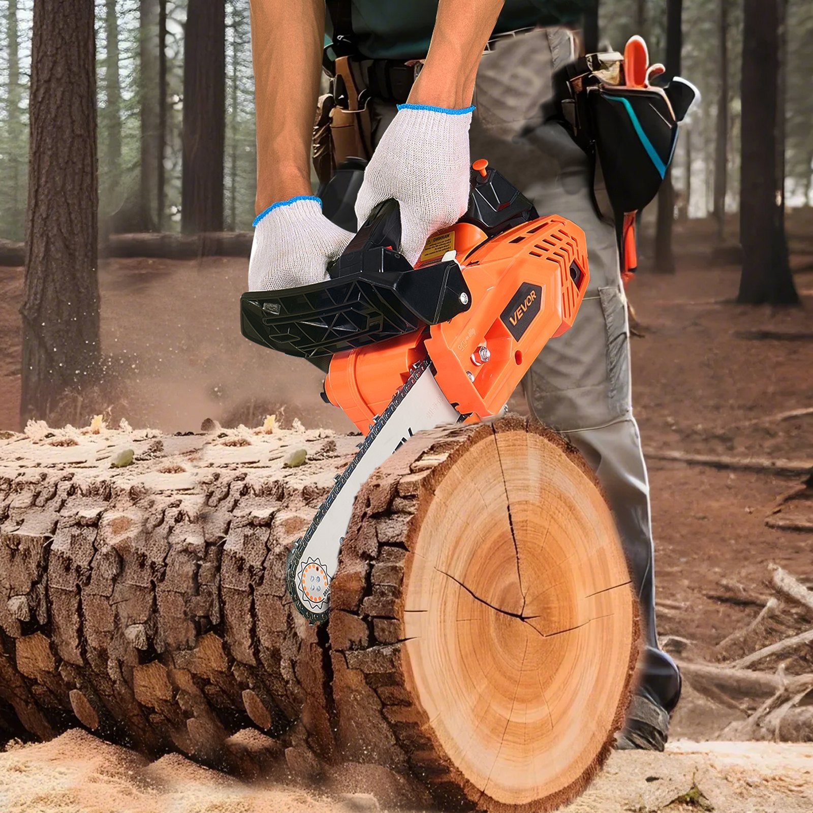 25 cc Gas Chainsaw, 305 mm Gas Powered Chainsaw, 0.75 kW Power Chain Saw with Non-Slip Handle, Gas-Powered V952-RQLJ12INCHECGYJ4G001V0