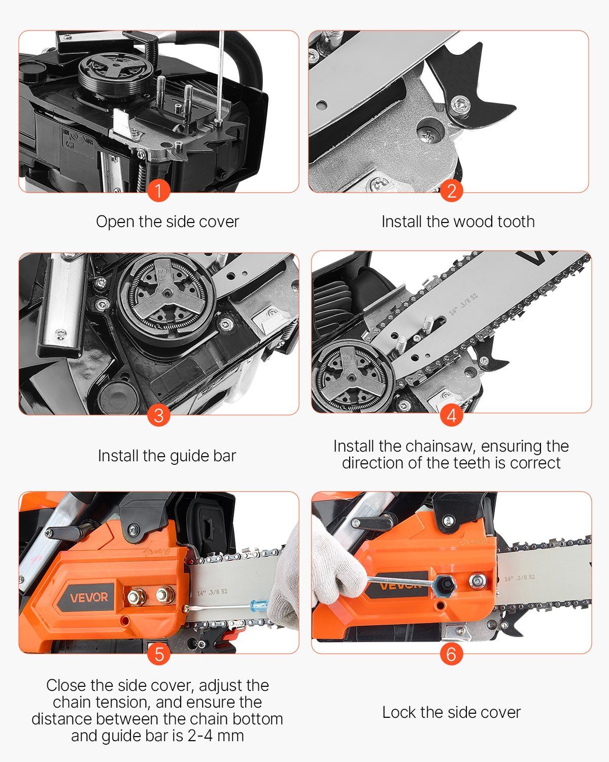 40 cc Gas Chainsaw, 355 mm Gas Powered Chainsaw, 1.3 kW Power Chain Saw with Non-Slip Handle, Gas-Powered V952-RQLJ14INCHEC4M9U6001V0