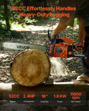 52cc Gas Chainsaw 1.8 kW Gas Powered 455 mm Chainsaw For Wood Cutting V952-RQLJ18INCHEC6XJG9001V0