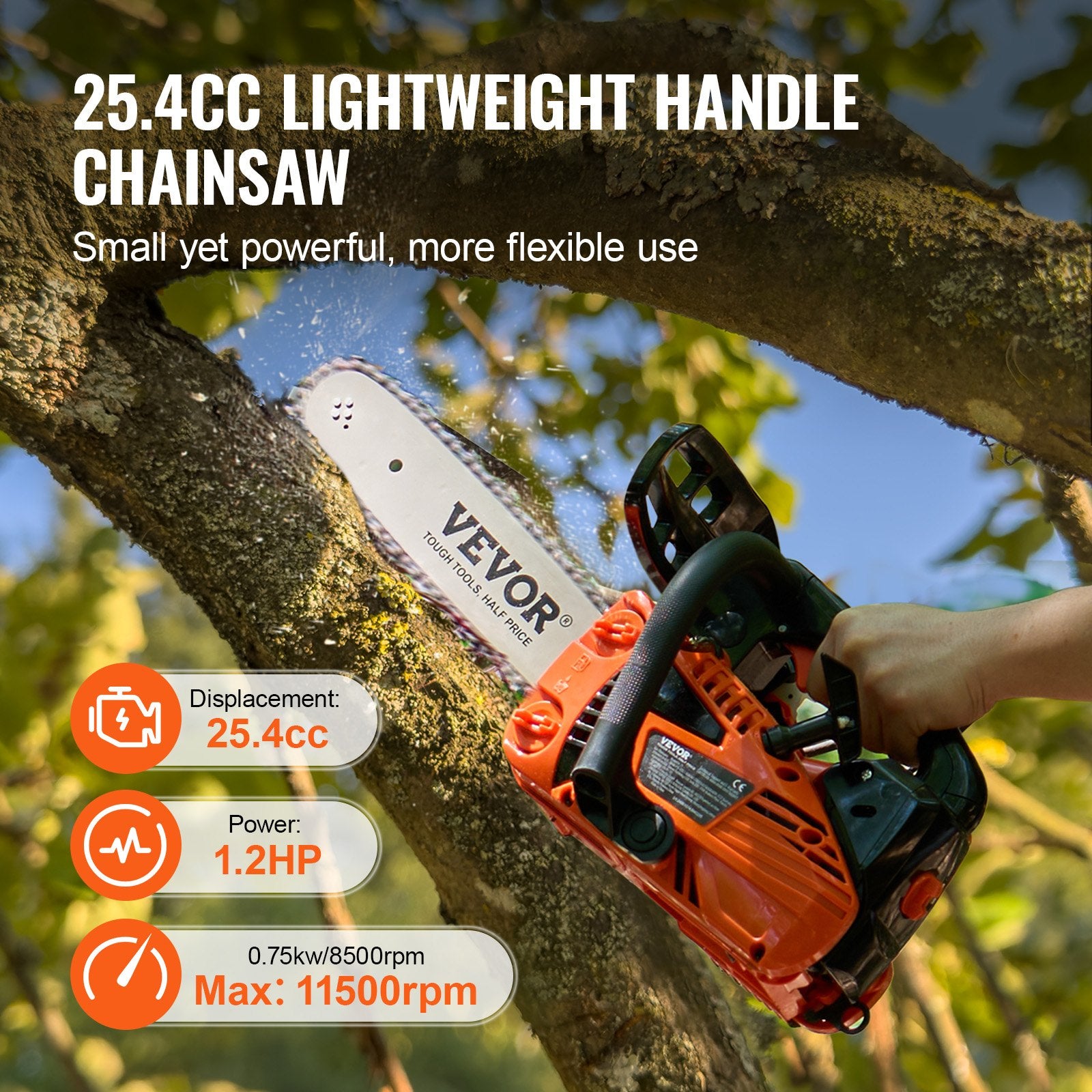 25.4CC 304.8mm Gasoline Chainsaw Powered Wood Cutting Engine Gas Chain Saw V952-RQLJOZKECC25O22OQV0