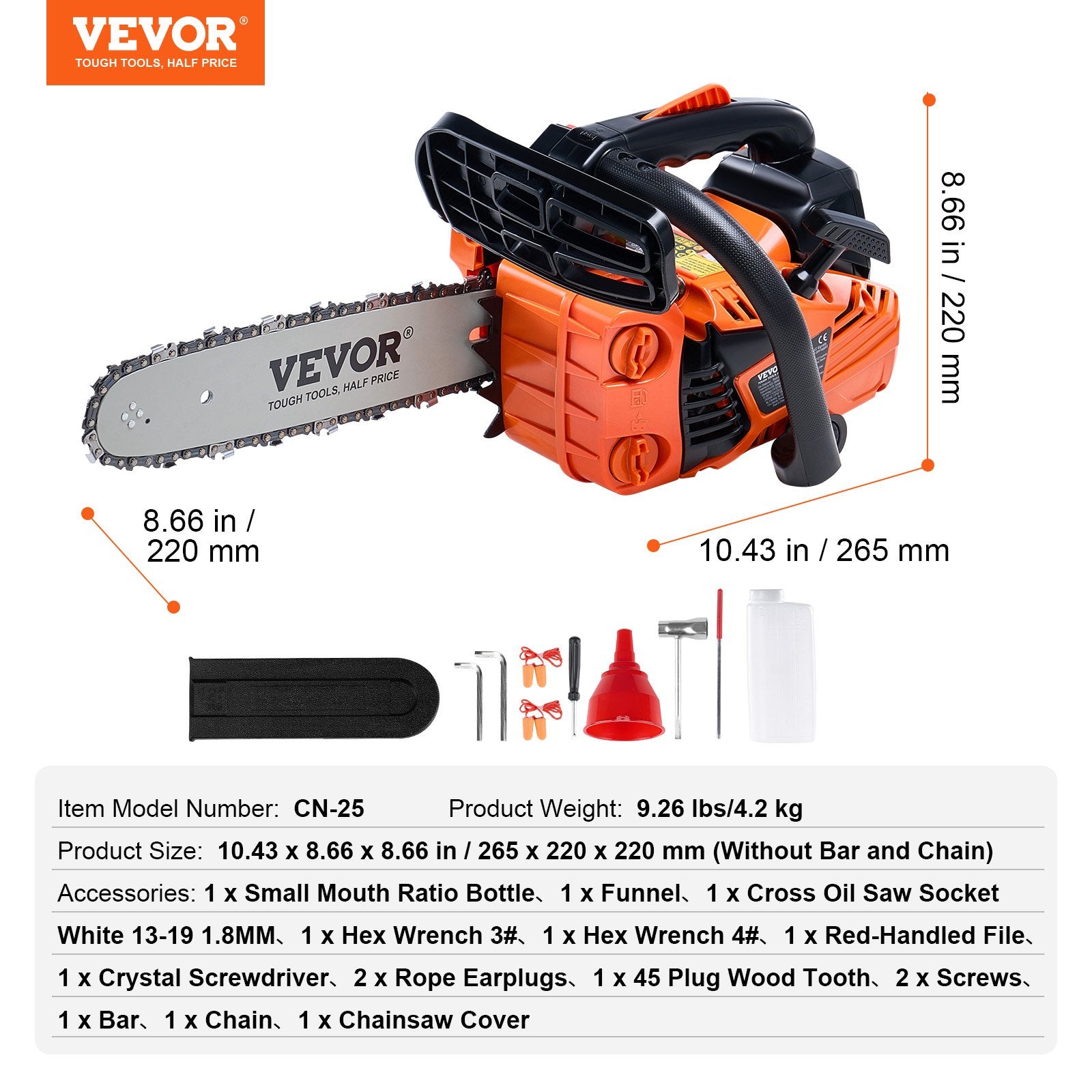 25.4CC 304.8mm Gasoline Chainsaw Powered Wood Cutting Engine Gas Chain Saw V952-RQLJOZKECC25O22OQV0