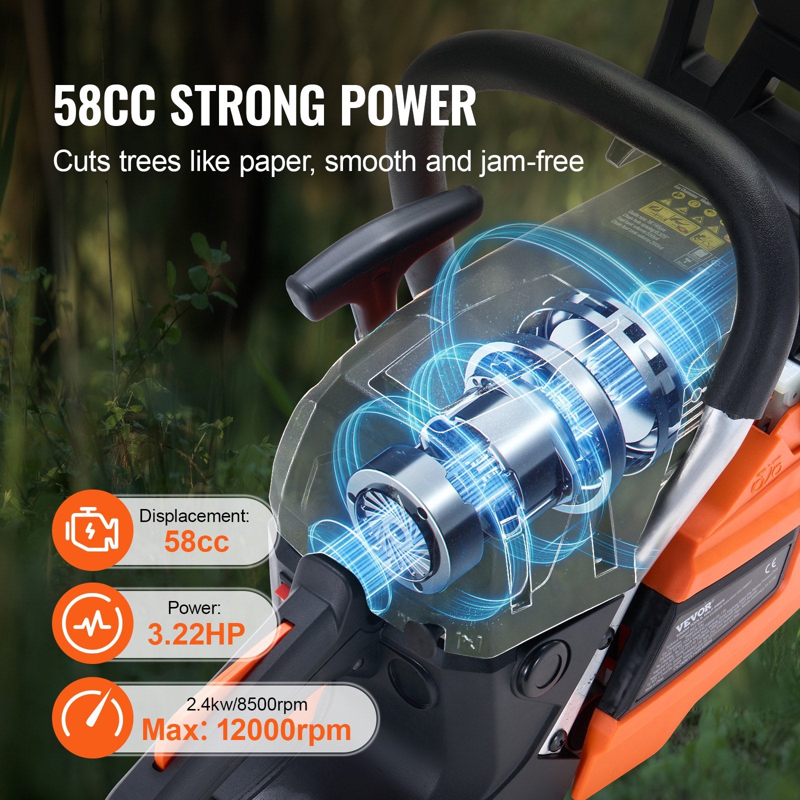 58CC 508mm Gasoline Chainsaw Gas Powered Wood Cutting Engine Gas Chain Saw V952-RQLJOZKECC58UT4FDV0