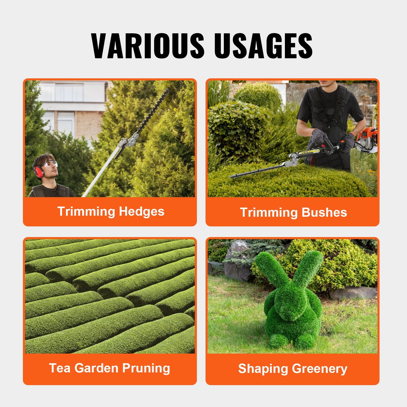15.7-inch 26CC 2 Cycle Gas Hedge Trimmer, Gas Powered Pole Hedge Trimmer with Dual Sided Dual Action Blade, V952-RQLLJGZJDLLJRN337V0