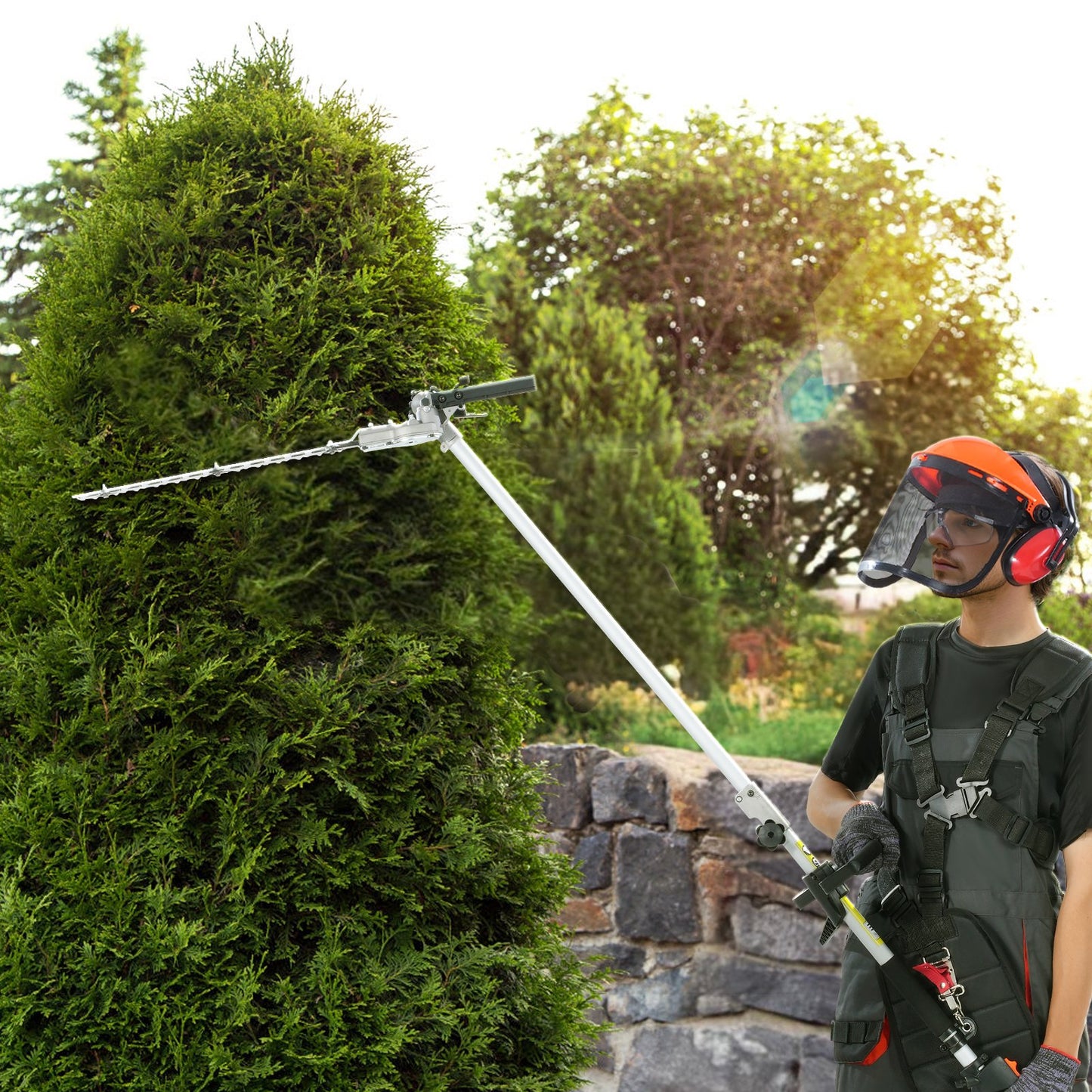 15.7-inch 26CC 2 Cycle Gas Hedge Trimmer, Gas Powered Pole Hedge Trimmer with Dual Sided Dual Action Blade, V952-RQLLJGZJDLLJRN337V0