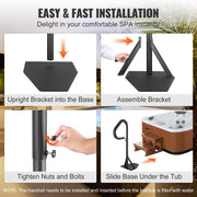Hot Tub Handrail, 360 Rotatable Spa Side Handrail with 35"-57" Adjustable Height, Rust-proof Aluminum Spa V952-RSYGFS57INCHO7V0BV0