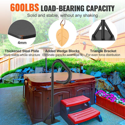 Hot Tub Handrail, 360 Rotatable Spa Side Handrail with 48"-63" Adjustable Height, Rust-proof Aluminum Spa V952-RSYGFS63YC00CR39BV0