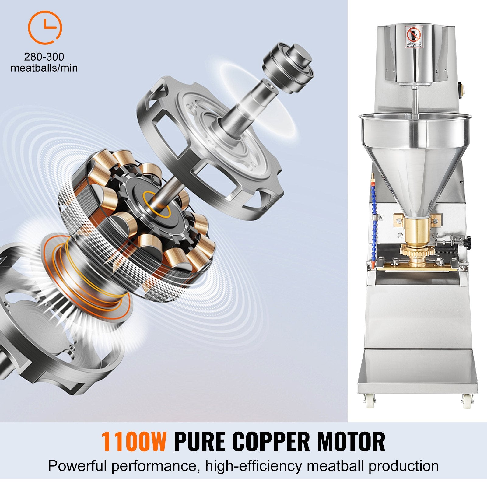 Commercial Meatball Forming Machine, 280 PCs/min Automatic Meatball Maker, 1100W Electric Fish Beef Pork V952-RWJ11KWRWCX0MIGN3V3