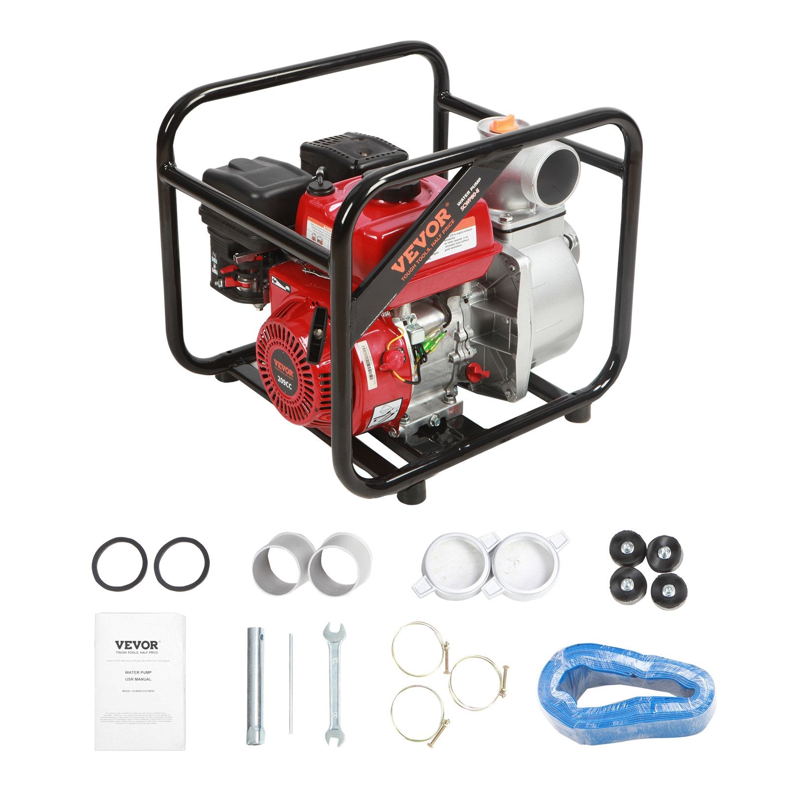 Gasoline Engine Water Pump, 80 mm, 7HP 265 GPM, 43 m Lift, 7 m Suction, 4-Stroke Gas Powered Trash Water V952-RYFDJSBYCYC377WQQV0