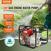 Gasoline Engine Water Pump, 80 mm, 7HP 265 GPM, 43 m Lift, 7 m Suction, 4-Stroke Gas Powered Trash Water V952-RYFDJSBYCYC377WQQV0