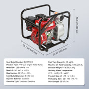 Gasoline Engine Water Pump, 80 mm, 7HP 265 GPM, 43 m Lift, 7 m Suction, 4-Stroke Gas Powered Trash Water V952-RYFDJSBYCYC377WQQV0