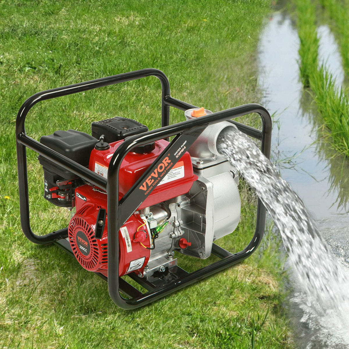 Gasoline Engine Water Pump, 80 mm, 7HP 265 GPM, 43 m Lift, 7 m Suction, 4-Stroke Gas Powered Trash Water V952-RYFDJSBYCYC377WQQV0