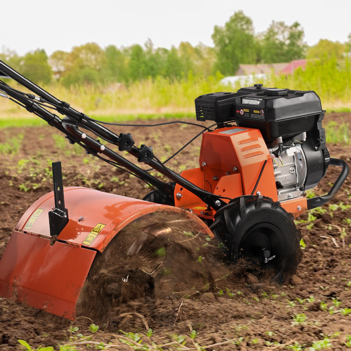 Tiller Cultivator Gas Powered, 212CC 4-Stroke Garden Cultivator, Tiller with 4 Steel Adjustable Rear Tines V952-RYGYJ212CCSCGHWDEV0