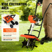Tiller Cultivator Gas Powered, 38CC 4-Stroke Garden Cultivator, Tiller with 4 Steel Adjustable Front Tines V952-RYGYJ31CCSCCAW43MV0
