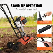 Tiller Cultivator Gas Powered, 38CC 4-Stroke Garden Cultivator, Tiller with 4 Steel Adjustable Front Tines V952-RYGYJ31CCSCCAW43MV0
