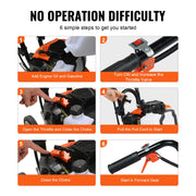 Tiller Cultivator Gas Powered, 43CC 2-Stroke Garden Cultivator, Tiller with 4 Steel Adjustable Front Tines V952-RYGYJ43CCECC62UOPV0