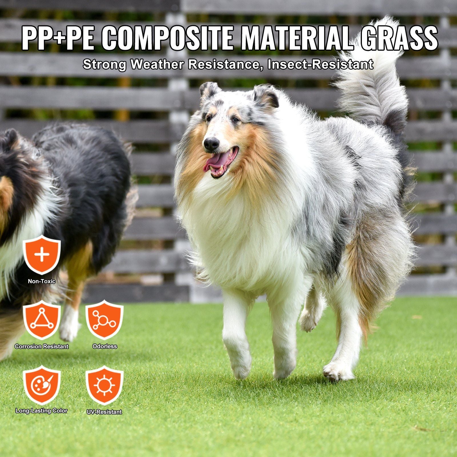Artifical Grass Tiles Interlocking Turf Deck Set, 18 Pack - 12"x12", Synthetic Fake Grass Self-draining Mat V952-RZCP18PCS12X56GUQV0