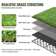 Artifical Grass Tiles Interlocking Turf Deck Set, 18 Pack - 12"x12", Synthetic Fake Grass Self-draining Mat V952-RZCP18PCS12X56GUQV0