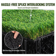 Artifical Grass Tiles Interlocking Turf Deck Set, 18 Pack - 12"x12", Synthetic Fake Grass Self-draining Mat V952-RZCP18PCS12X56GUQV0