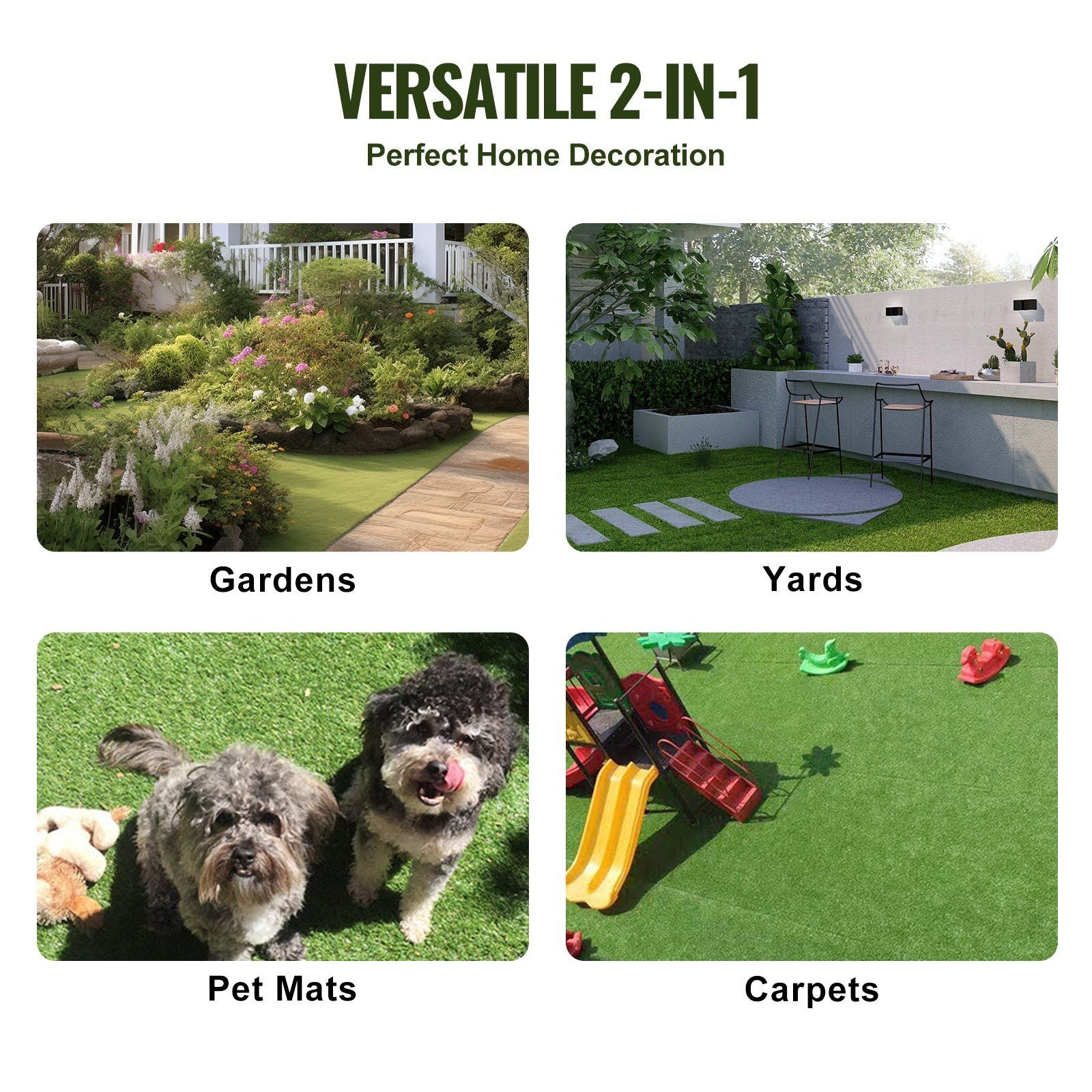 Artifical Grass Tiles Interlocking Turf Deck Set, 18 Pack - 12"x12", Synthetic Fake Grass Self-draining Mat V952-RZCP18PCS12X56GUQV0