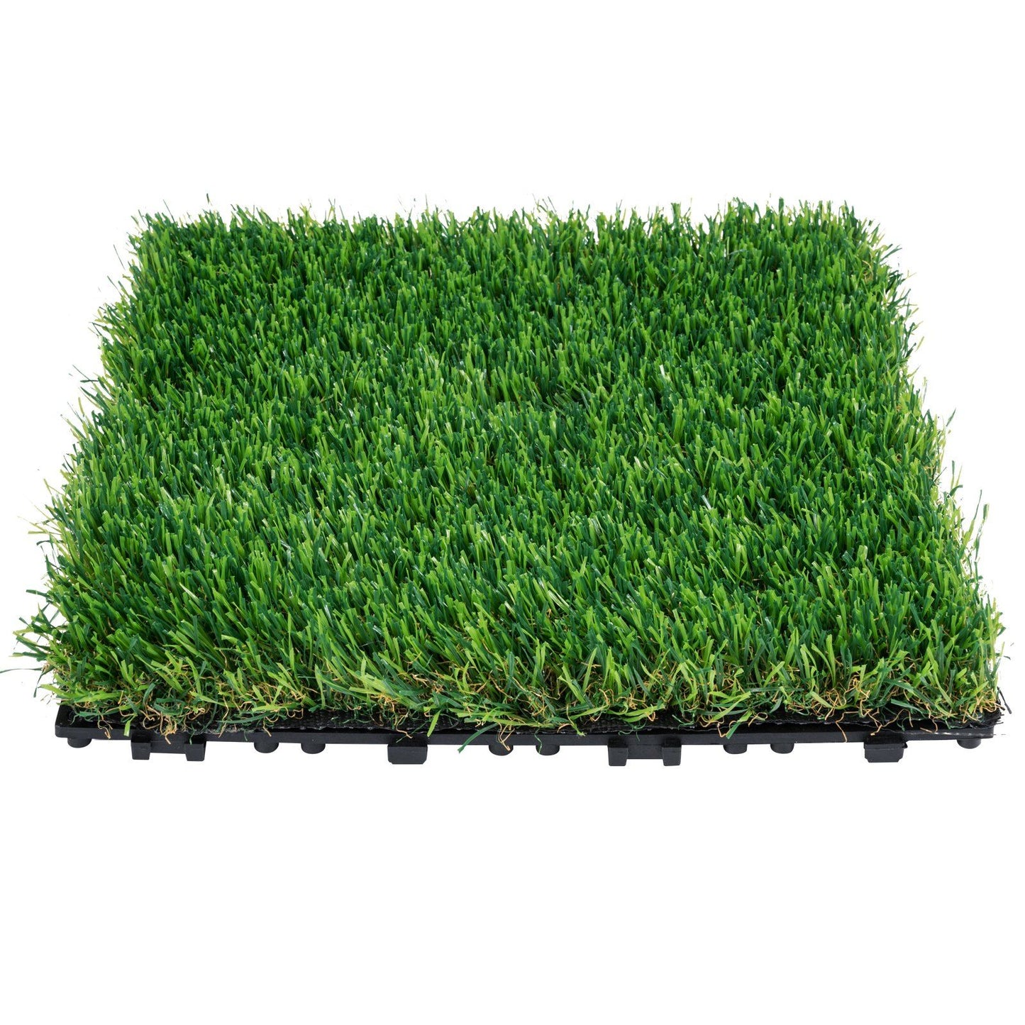 Artifical Grass Tiles Interlocking Turf Deck Set, 18 Pack - 12"x12", Synthetic Fake Grass Self-draining Mat V952-RZCP18PCS12X56GUQV0