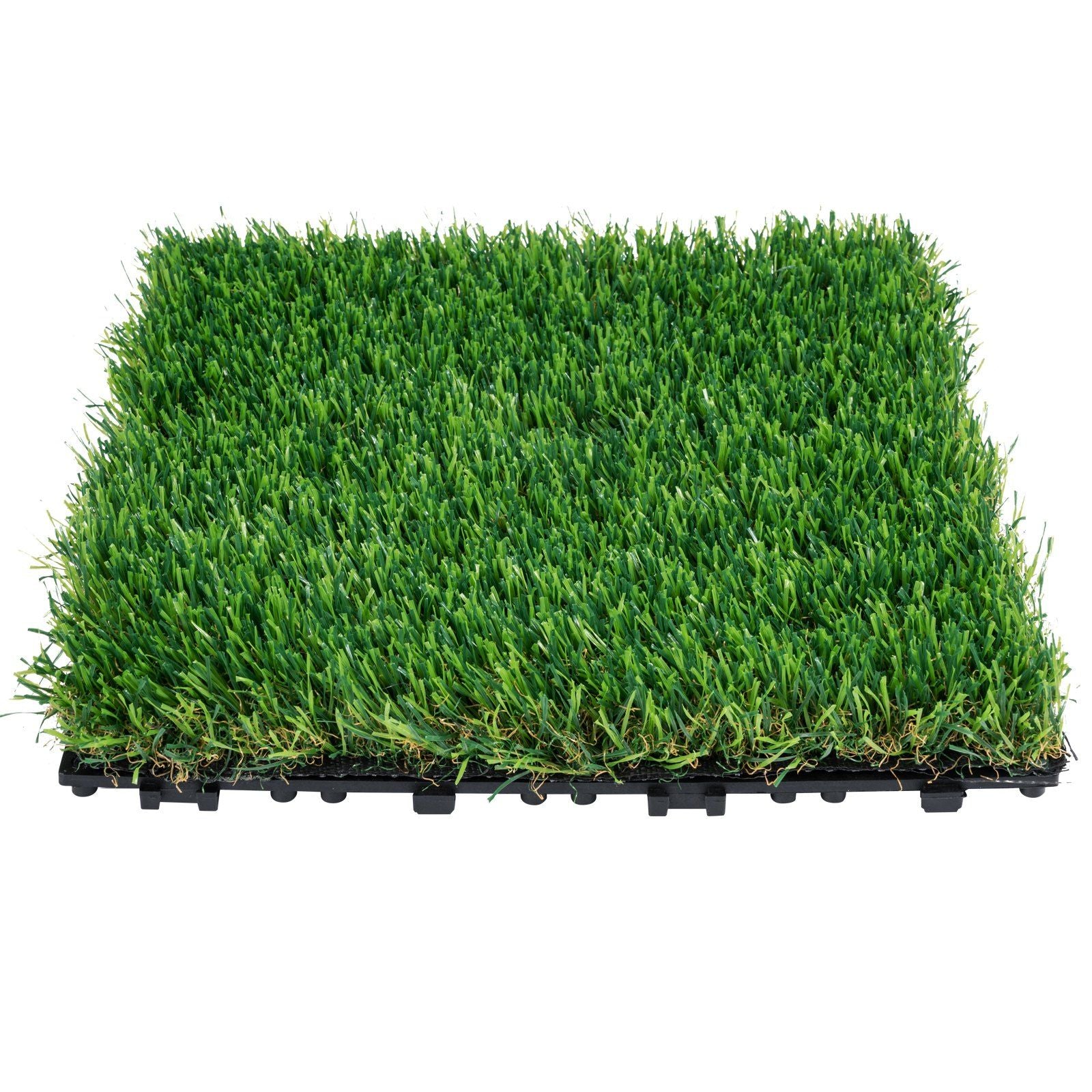 Artifical Grass Tiles Interlocking Turf Deck Set, 18 Pack - 12"x12", Synthetic Fake Grass Self-draining Mat V952-RZCP18PCS12X56GUQV0