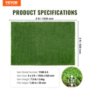 Artifical Grass, 3 x 5 ft Rug Green Turf, 1.38" Fake Door Mat Outdoor Patio Lawn Decoration, Easy to Clean V952-RZCP1J3X5FT1TWKGWV0