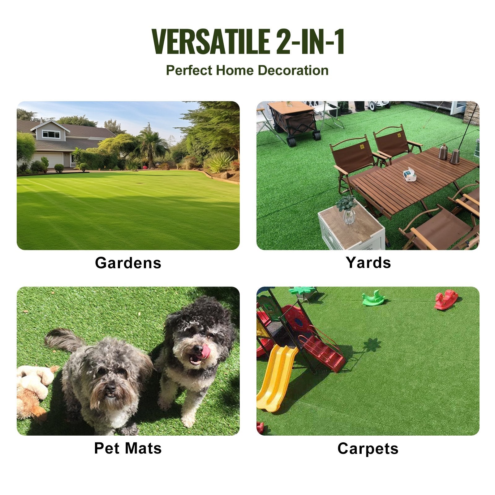 Artifical Grass, 6 x 10 ft Rug Green Turf, 1.38"Fake Door Mat Outdoor Patio Lawn Decoration, Easy to Clean V952-RZCP1J6X10FTJ1STHV0