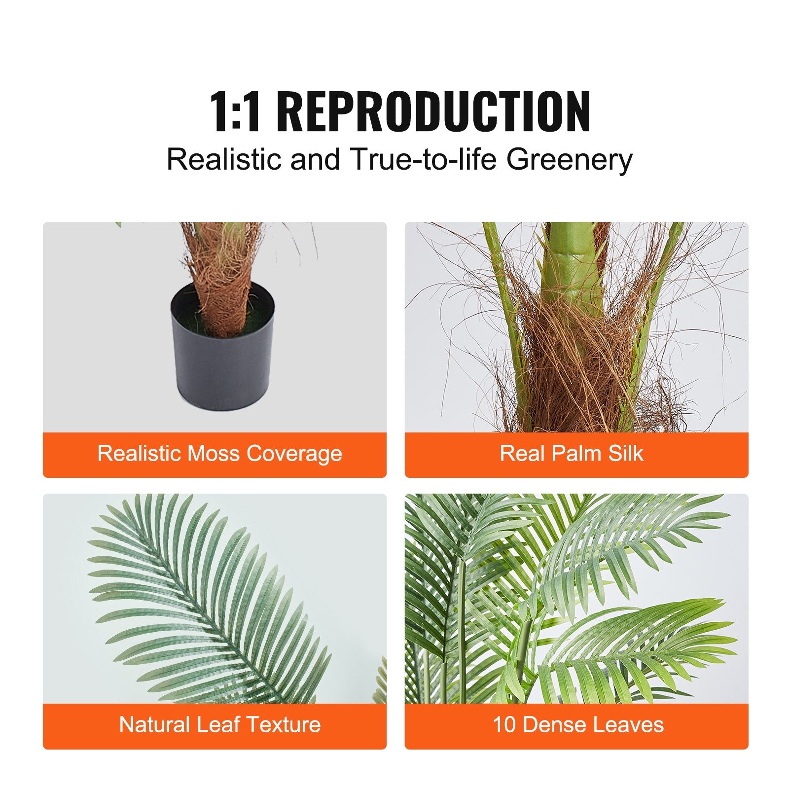 Artificial Palm Tree, 1219mm Tall Faux Plant, Secure PE Material & Anti-Tip Tilt Protection Low-Maintenance V952-RZRDZW4FT2BLDY2FIV0